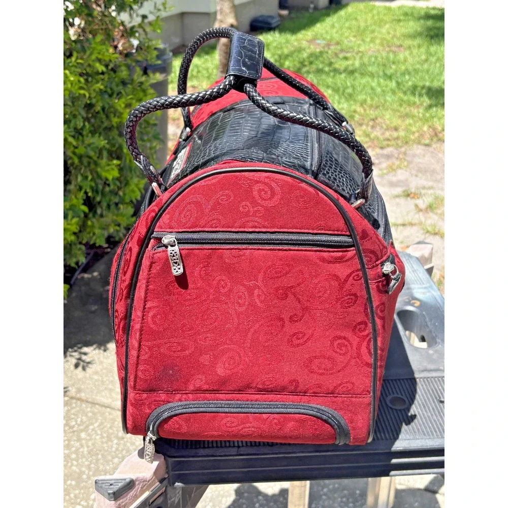 Brighton Mevelyn Red Black Large Croc Rolling Weekender Carry On Luggage U286606